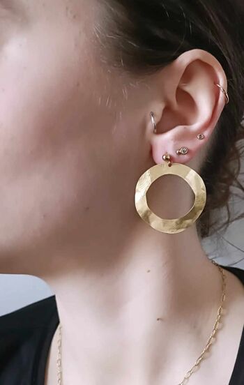 Boucles d'oreilles en acier inoxydable et laiton doré à l'or fin -  Léita 2