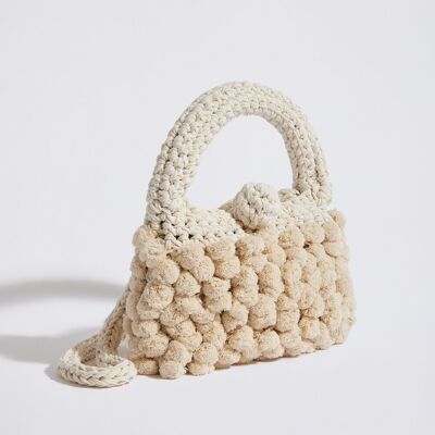 “Kalliopi pom pom ” handbag with extra crossbody strap