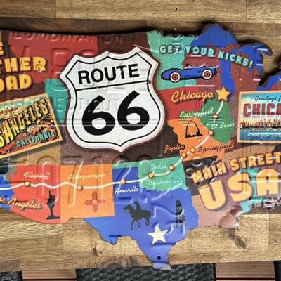 Cartello XXL Mappa degli Stati Uniti - Route 66