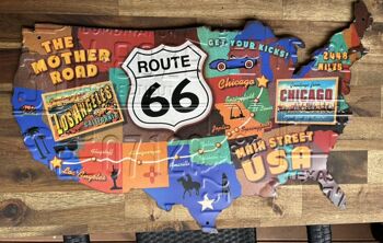 Panneau XXL Carte des USA - Route 66 1