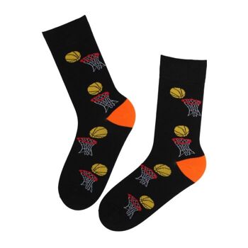 BASKET chaussettes en coton noir avec ballons de basket 3