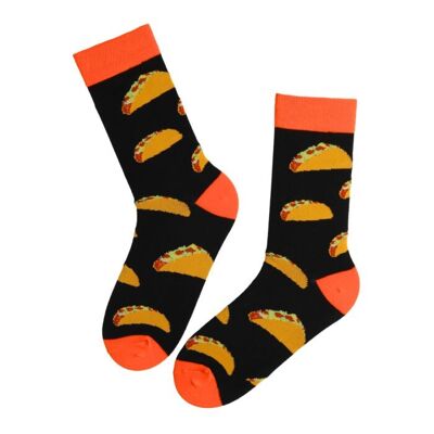 TACOBE schwarze Baumwollsocken mit Tacos Größe 9-11