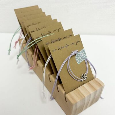 una flor para ti expositor de joyas con mensaje | pulsera ajustable con tarjeta