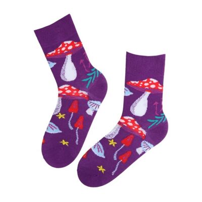 AMANITA purple cotton socks with mushrooms