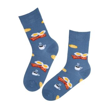 Chaussettes petit-déjeuner en coton bleu MORNING 1