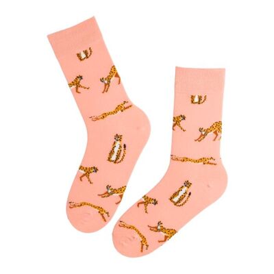 QUINN pink cheetah cotton socks