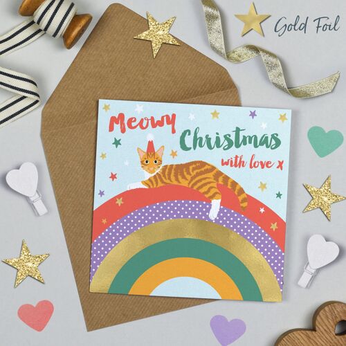 Over The Rainbow Meowy Christmas Ginger Cat