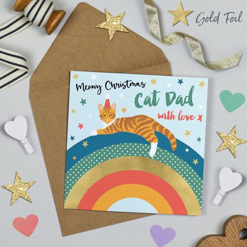 Over The Rainbow Meowy Christmas Cat Dad