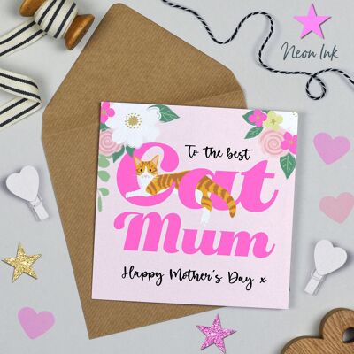 Cat Mum Happy Mother's Day Ginger and White Cat Card