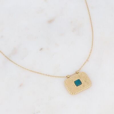 Lexane necklace with rectangle with square natural stone