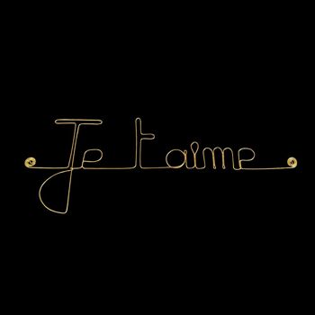 Décoration murale en fil de Laiton Doré " Je t'aime " - Saint Valentin / Fête des mères - Bijoux de Mur 2