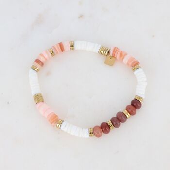 Bracelet Lukas - élastique, perles coquillages et pierres naturelles 3
