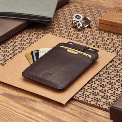 CHELSEA Leather Card Holder with RFID Blocking (Brown)