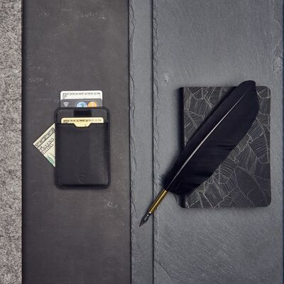 Porte-cartes en cuir CHELSEA avec blocage RFID (noir carbone)