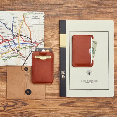 CHELSEA Leather Card Holder with RFID Blocking (Cognac)
