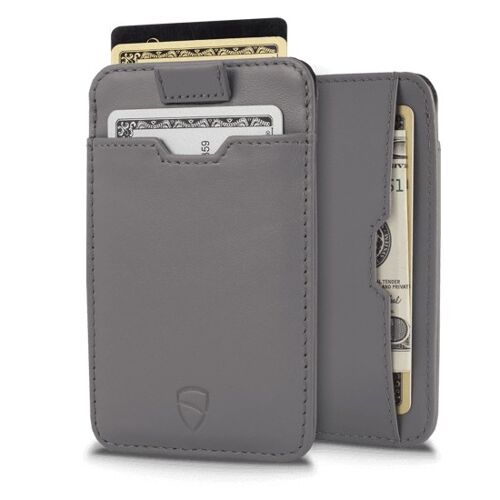 CHELSEA Leather Card Holder with RFID Blocking (Grey)