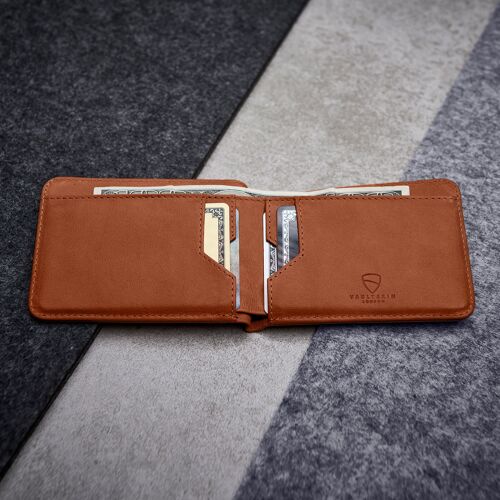 MANHATTAN Leather Card Wallet with RFID Blocking (Cognac)