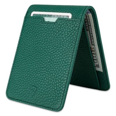 Cartera de cuero MANHATTAN para tarjetas con bloqueo RFID (verde mate)