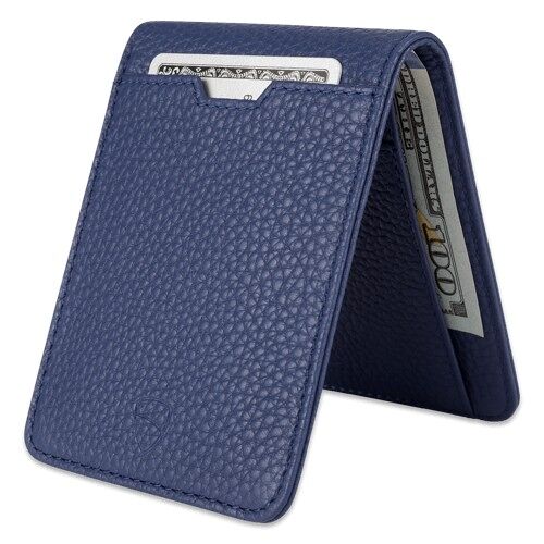 MANHATTAN Leather Card Wallet with RFID Blocking (Matt Blue)