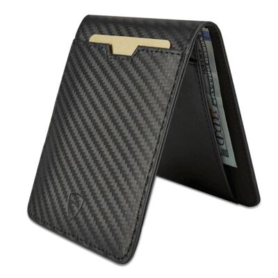 MANHATTAN Leather Card Wallet with RFID Blocking (Carbon Black)
