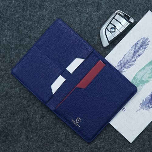 KENSINGTON Leather Passport Wallet with RFID Blocking (Blue)