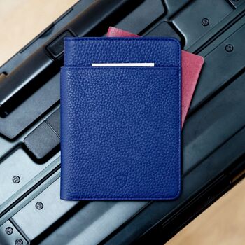 Portefeuille passeport en cuir KENSINGTON avec blocage RFID (bleu) 4