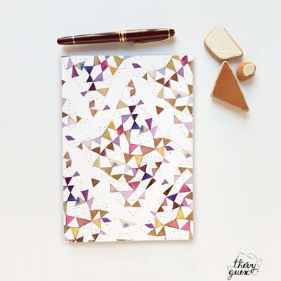 WATERCOLOR NOTEBOOK MULTICOLOR PASTEL TRIANGLE GEOMETRIC PATTERN A5