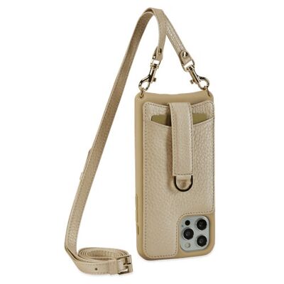 Custodia a portafoglio VICTORIA Crossbody__Champagne / iPhone 12 Pro Max / Cinturino in pelle