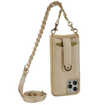 VICTORIA Crossbody Wallet Case__Champagne / iPhone 12 Pro Max / Bracelet en cuir 2