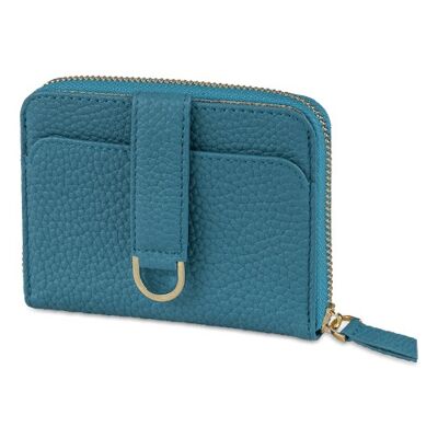 BELGRAVIA Leather Zipper Wallet with RFID Blocking (Turquoise)