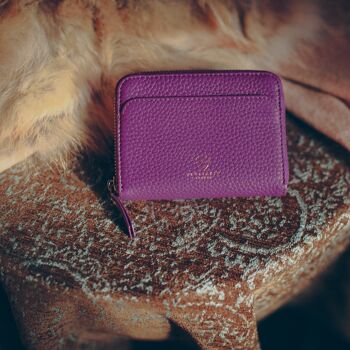 Portefeuille zippé en cuir BELGRAVIA avec blocage RFID (Violet) 4