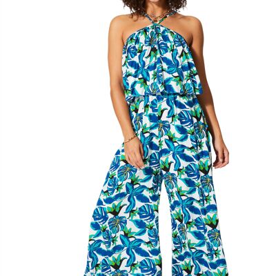 TUTA IN VISCOSA DA DONNA PANTALONI A ZAMPA PRETTY TOP CON VOLANT COLIPV0013B