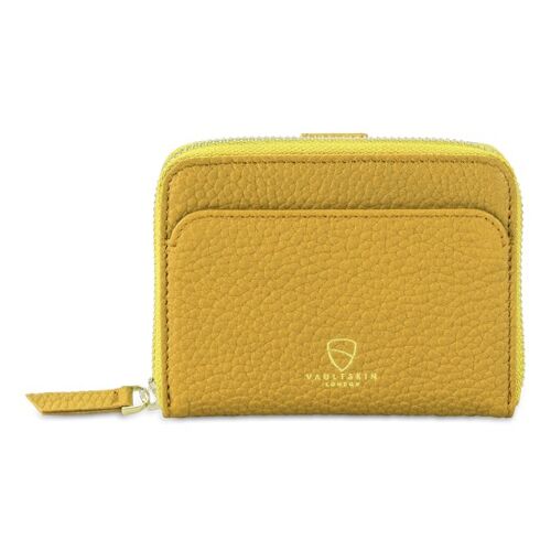BELGRAVIA Leather Zipper Wallet with RFID Blocking (Yellow)