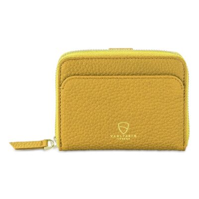 BELGRAVIA Leather Zipper Wallet with RFID Blocking (Yellow)