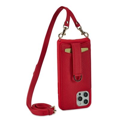 VICTORIA Crossbody Wallet Case__Red / iPhone 12 Pro Max / Leather Strap