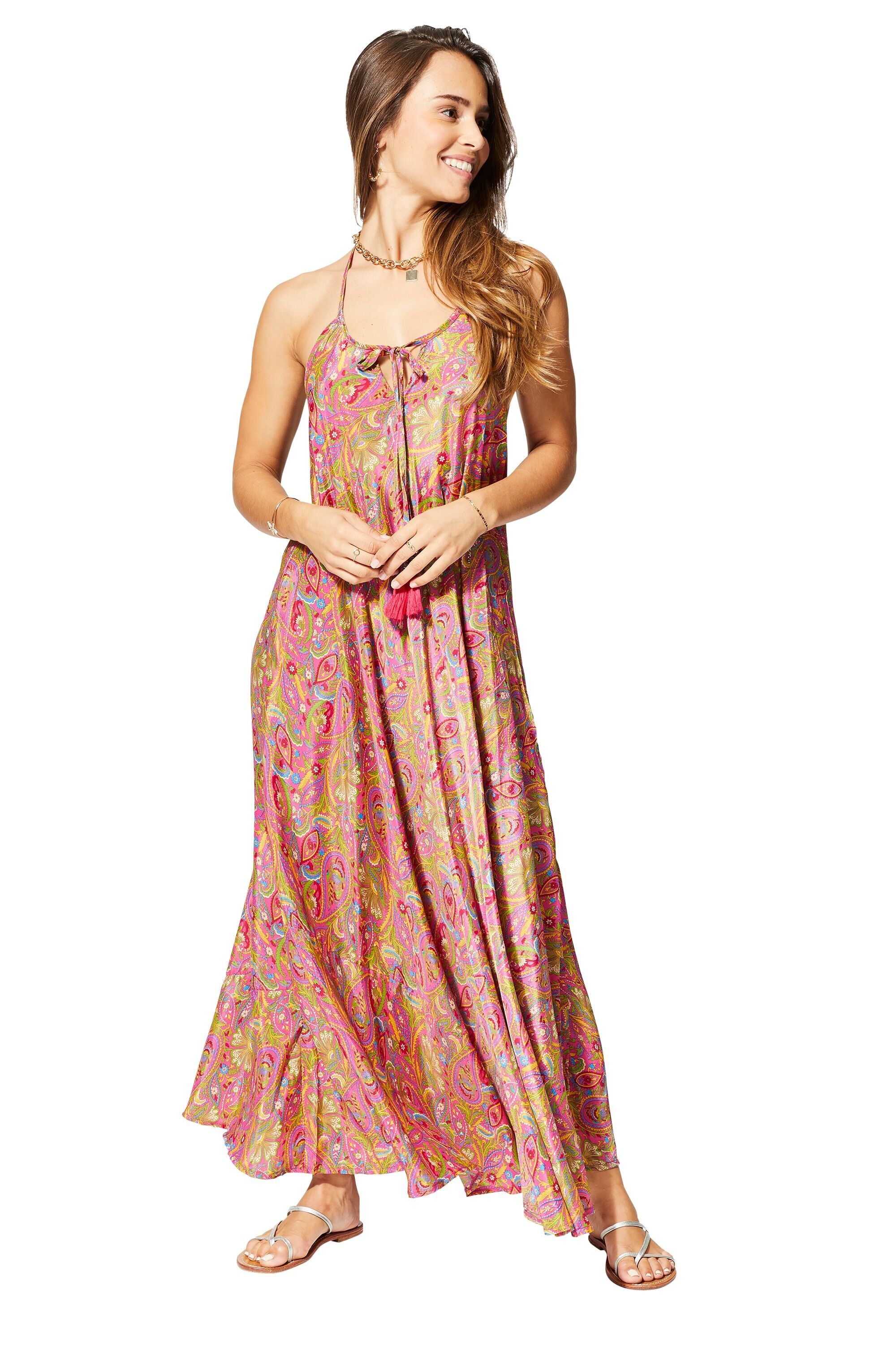 MAXIPA0648B LANGES SOMMERKLEID MIT OFFENEM RÜCKEN ROSA