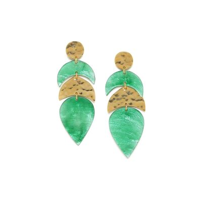 Pendientes push LES RADIEUSES-DOLI con 3 elementos verdes