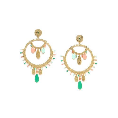 OUTLET-SISSI  boucles d'oreilles poussoir gitanes rose et vert