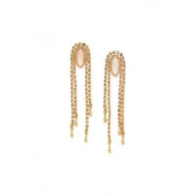 OUTLET-Pendientes push cadena strass beige DIVA