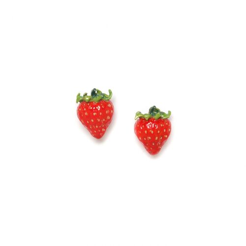 LES INSEPARABLES-SWEET  boucles d'oreilles poussoir fraises