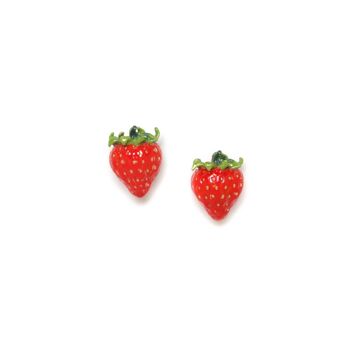 LES INSEPARABLES-SWEET  boucles d'oreilles poussoir fraises 1