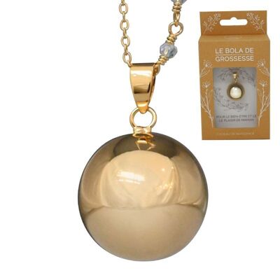 ANAIS (Goldkette, halbperliger transparenter Kristall) - Glatte Bola und reversible Kette