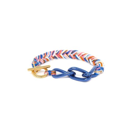 LES COMPLICES-MIAMI  bracelet tresse bleu et chaine bleue