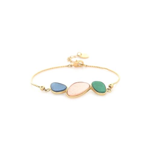 LES COMPLICES-CANDY  bracelet ajustable 3 nacres - vert