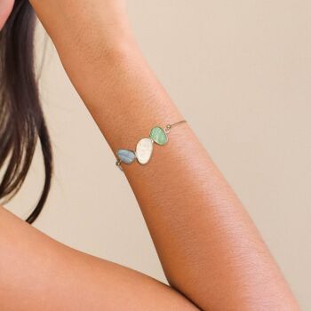 LES COMPLICES-CANDY  bracelet ajustable 3 nacres - vert 2