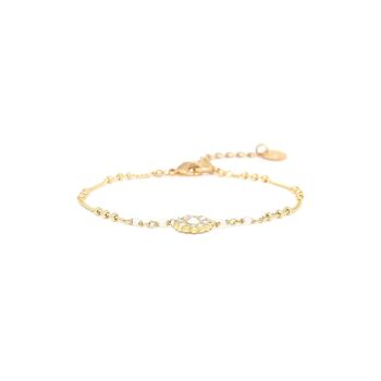 LES COMPLICES-LILY  bracelet ajustable fleur tissée - blanc 1