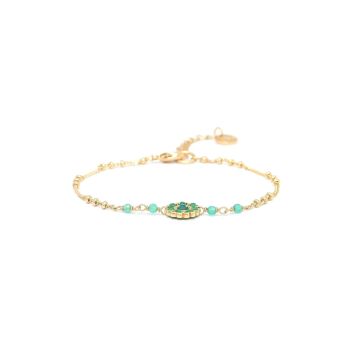 LES COMPLICES-LILY  bracelet ajustable fleur tissée - vert 1