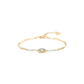 LES COMPLICES-LILY  bracelet ajustable fleur tissée - bleu 1