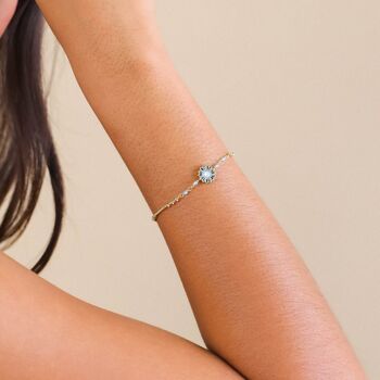 LES COMPLICES-LILY  bracelet ajustable fleur tissée - bleu 2