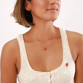 LES ADORABLES-SWEET  collier pendentif fraise 2